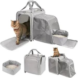 소형 중형 고양이 강아지를 위한 INRLKIT 반려동물 운반견 쓰레기통이 있는 대형 장거리 도로 여행 캠핑