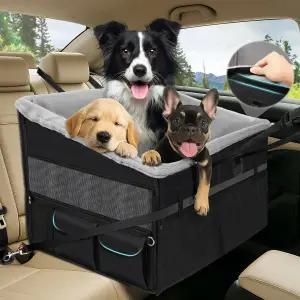 탈부착 가능한 플리스 커버가 있는 오토미임 대형 도그 카시트 여름과 겨울 뒷좌석 2-3인용 중형 메쉬