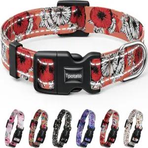 강아지 소형 중형 대형견을 위한 감자 반사 조합 패턴 소녀 개 목걸이 여성 귀여운 꽃무늬 디자이너 조절