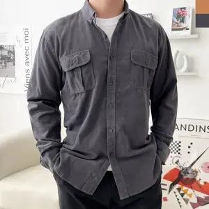 스트라이프 캐쥬얼 루즈 데일리 긴팔 남자셔츠 신상 (WFJ4YGO)