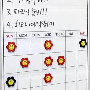 선생님고무마그네틱 꽃모양 귀여운 슬픈 블랙 보드마그넷 (WFJ5LMH)