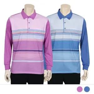 고품질 테베르 스트라이프 카라넥 긴팔 티셔츠 (국내생산) 남성카라 (WFJQKXE)