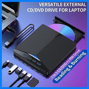 외장 드라이브 7 IN1 USB 3.0 휴대용 DVD 플레이어 고속 CD DVD 버너 리더 플레이어 슬림 외장 모바일 드라