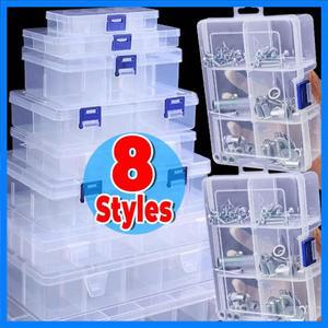 8 스타일 Jewlery 상자 대용량 사각형 투명 플라스틱 보관 상자 케이스 슬롯 알약 쥬얼리 비즈 귀걸이 케이