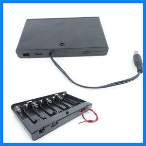 DC 플러그가 있는 거치대 보관함 케이스 플라스틱 1.5V 전원 배터리 ON/OFF 스위치 캡 와이어 포함 8X1.5V