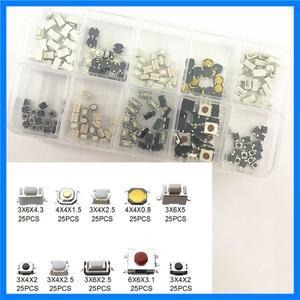 100/200/250 개/대 자동차 키용 10 가지 유형 원격 제어 키 버튼 터치 마이크로 스위치 키트 촉각 푸시 버