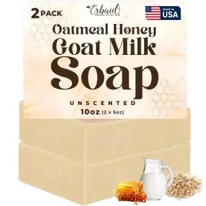 Erbaid 오트밀 비누 (꿀 고트밀크 함유) 무향 미국산 5온즈 2개입