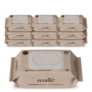 에코닉 브라운 플레인 100매 10개입 40gsm 생분해물티슈 100%레이온원단 447024