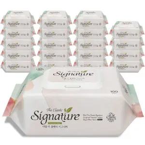 미엘 시그니처 물티슈 100매 캡형 20팩 평량 55g 441892