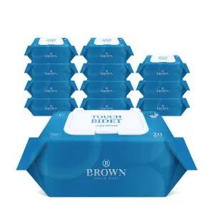 브라운 물티슈 변기에 쏙 물에녹는 터치비데 화장실용 비데물티슈 20매 휴대용 캡형 12팩