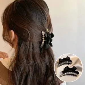 큐빅 진주 추천 리본 반묶음 잔머리 미니 집게핀