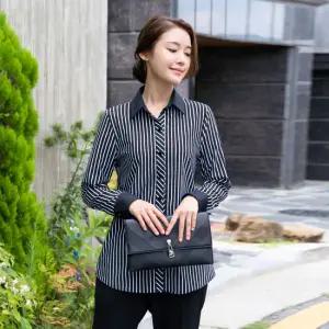 엄마옷 배색 단가라 셔츠 블라우스 1GHJ24024 중년여성 마담 60 70대  빅사이즈 할머니