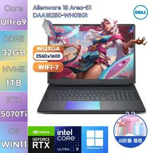 DELL 에일리언웨어 18 Area-51 DAA18250-WH01KR Ultra9 RTX5070 Ti 32GB 1TB WIN 11 HOME 고사양 게임용 작
