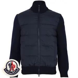 몽클레어 25FW 네이비 울 니트 믹스 구스 다운 집업 자켓 9B00040 M1131 778