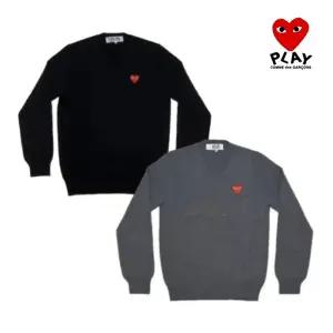 꼼데가르송 레드와펜 브이넥 니트 티셔츠