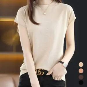 여성 여름 데일리 니트 라운드 반팔 1P 데일리 무지 (KYR-WFGTV0P)