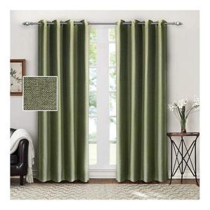 침실 및 거실용 싱고리 암막 커튼, 그로밋 린넨 텍스처 다크닝 커튼/드레이프 보온 단열 2 패널 세트(그린, 52x84인치)
