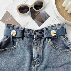 여성 3컬러 플라워 허리조절벨트 똑딱이 밴딩벨트