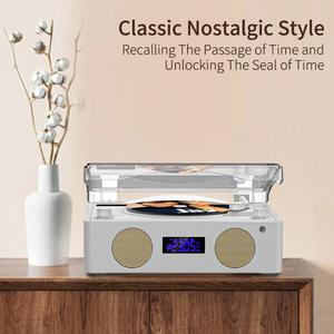 시디플레이어 휴대용 레트로 CD 플레이어 무선 블루투스 스피커 FM 라디오 음악 플레이어 리모컨 다채로운 분위기 조명