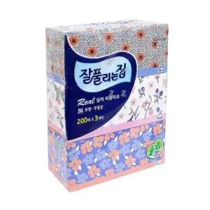 실키 미용화장지 곽티슈 200매 3개입 (약215x215mm) 티슈케이스