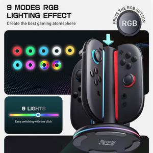 닌텐도 스위치 2 컨트롤러 충전기 조이콘 독 9가지 조명 모드 스테이션