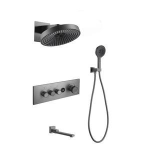 라포식 디지털 건메탈 그레이 디스플레이 온도 조절 샤워 수전 세트 스파우트 수전/욕실 레인