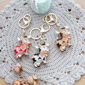 블링블링 플라워 젖소 키링 3colors  W8DD9C8