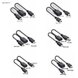 25cm Type-c USB 3.1 1 ~ 2 Y 분배기 케이블 암-더블 마이크로 5핀 수 변환기 고속 충전 코드