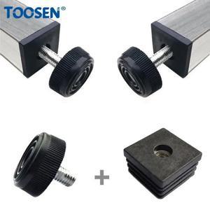 나사가있는 사각형 조절 가능 발 매트 검정색 M6/M8/M10 테이블 의자 피트 블랭킹 엔드 캡 파이프 튜브 플