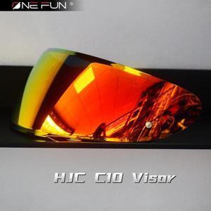 HJC C10 HJ-34P 용 헬멧 바이저 풀 페이스 광변색 안개 방지 렌즈 마스크 블랙 레인보우 슬리버 쉴드