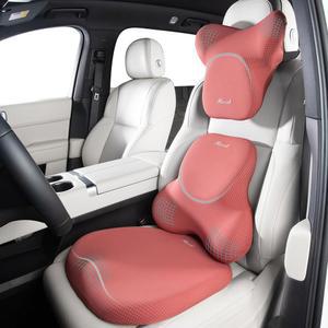 사무용 의자용 플로리치 카시트 쿠션 및 요추 지지 베개, 목 헤드레스트 인체공학적 메모리 폼, 자동차용 압력 등 지지대, 의자 휠체어 u2013 레드