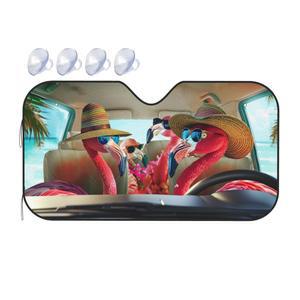 재미있는 플라밍고 자동차 선바이저 창문 전면 열대 실내 접이식 해변 자외선 그늘막 앞유리 55인치 차단 30인치 보호대