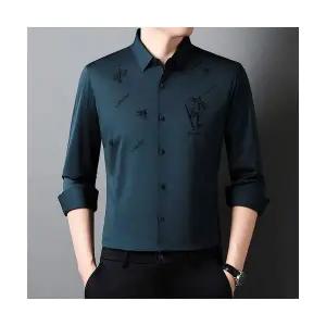 록쉬블몰 남성 솔리드 셔츠 죽엽풍 가을 긴팔 스판 캐주얼 노라인 1 HO3