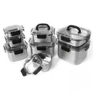 김 반찬통 스틸 스테인리스 보관 국산 가정용 밀폐용기-정사각 돔핸디형 웨이브클린정사각돔