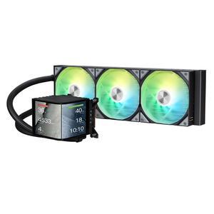 TRYX 360 ARGB 360mm AIO 6.67인치 AMOLED 곡면 스크린 3D 아나모픽 효과 디스플레이 맞춤형 쿨러 Asetek 8세대 V2 320w TDP 마그네틱 팬 인텔 LGA 1851 / 1700 AMD AM5 AM4