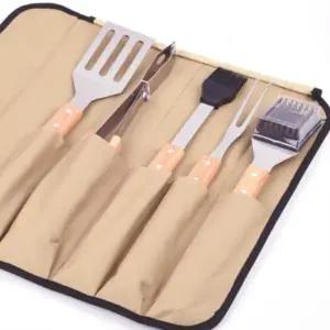 [하프클럽/]바베큐 조리도구 세트 뒤집개 스텐 우드 캠핑 파티 5종