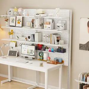 스탠드 타공판 수납장 2층 흰색 책장 액세서리 보드