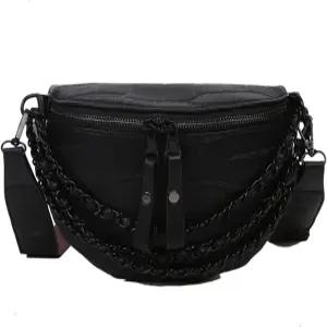 여성용 가죽 패니 팩 가방 체인 벨트 가슴 지갑 패셔너블한 크로스바디 허리 핸드백 일상적인 여행 워킹