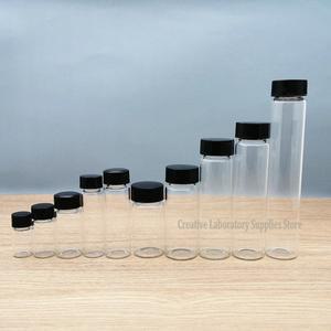 실험실 234510152030405060ml 투명 유리 샘플 병스레드 캡 포함기본 검정색 화학 시약 바이알