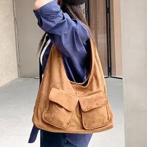 여성 스웨이드 투포켓 숄더백 캐주얼 가방 (WFKA8FV)