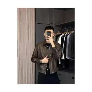 포뇨2 남성 메일라드 가죽 코트 가을 겨울 쇼트 재킷 블레이저 OPH4