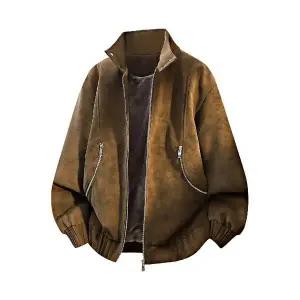 포뇨2 남성 빅사이즈 기모 빈티지PU무스탕자켓 겨울 스웨이드 뚱보룩 터틀넥 코트 OPH4