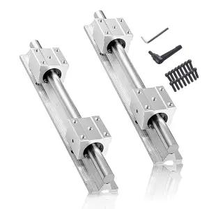 CNCMANS 선형 레일 2PCS SBR12 300mm 완전 지지 샤프트 가이드 12mm 4PCS SBR12U 슬라이드 베어링 블록 및