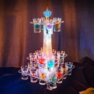 바 조명 칵테일잔 24구 홀더 양주잔 하트 와인 무지개 칵테일