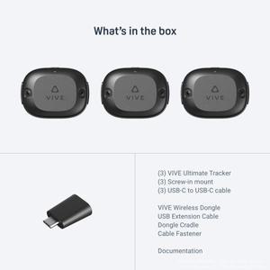 HTC Vive Ultimate Tracker 3 팩 + 동글 - VR 전신 추적 SteamVR 호환