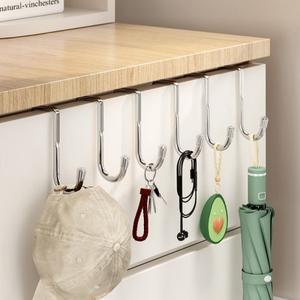 라포식 2Pcs 스테인레스 스틸 후크  펀칭 더블 S 자형 주방 욕실 캐비닛 도어 은빛  코트 수건 보관 옷걸이