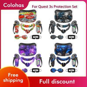 Oculus/Meta Quest 3S VR 헤드셋 컨트롤러 그립 보호 커버 렌즈 캡 페이스 아이 마스크 액세서리용 실리콘