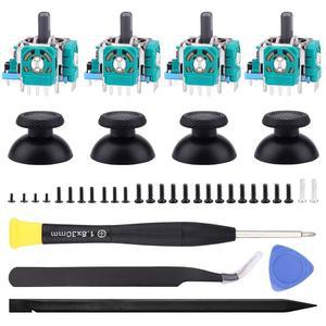 [미국배송] PS5 컨트롤러용 IKPEK 4 팩 조이스틱 교체 3D 아날로그 센서 모듈 엄지 스틱 교체 부품 수리용 드라이버 키트 플레이스테이션 5 듀얼센스