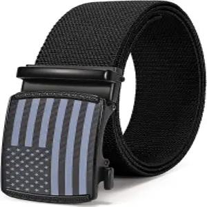 SANSTHS 남성용 신축성 스트레치 벨트 래칫 나일론 캐주얼 작업 청바지 골프