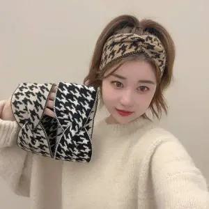 여성 하운드 패턴 꼬임 헤어밴드 URK406 리본핀 쥬얼 겨울 머리고무줄